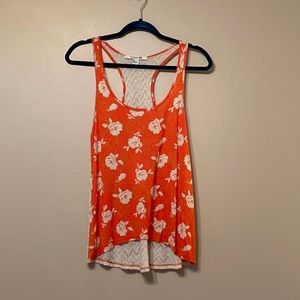 Forever 21 Orange Floral Tank, Small